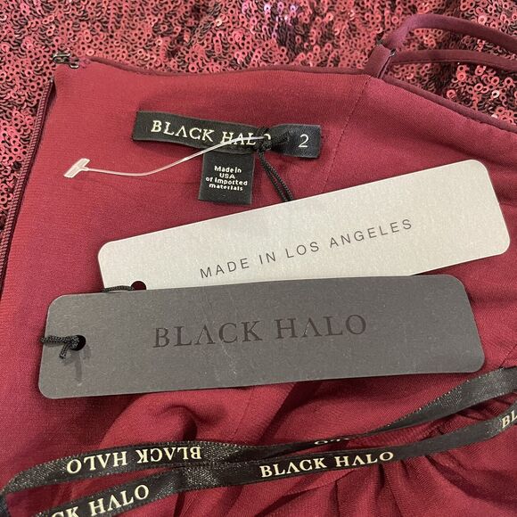 Black Halo Bowery Sequined Sheath Dress Size 2 Red Pinot Noir Holiday Formal NWT - Picture 9 of 12